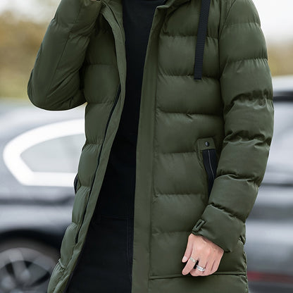 Men’s Winter Jacket | Long Hooded Puffer Coat - Luxyecs
