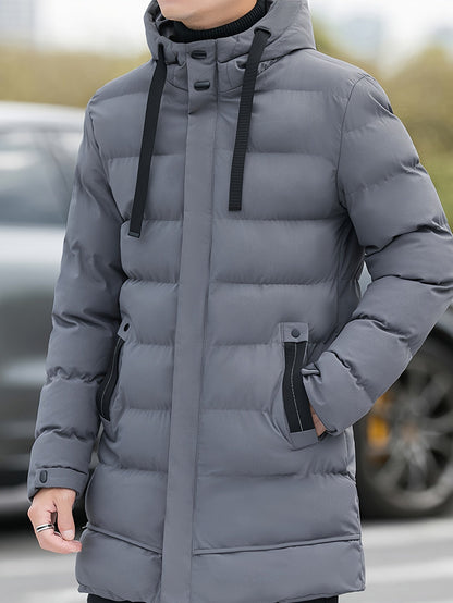 Men’s Winter Jacket | Long Hooded Puffer Coat - Luxyecs