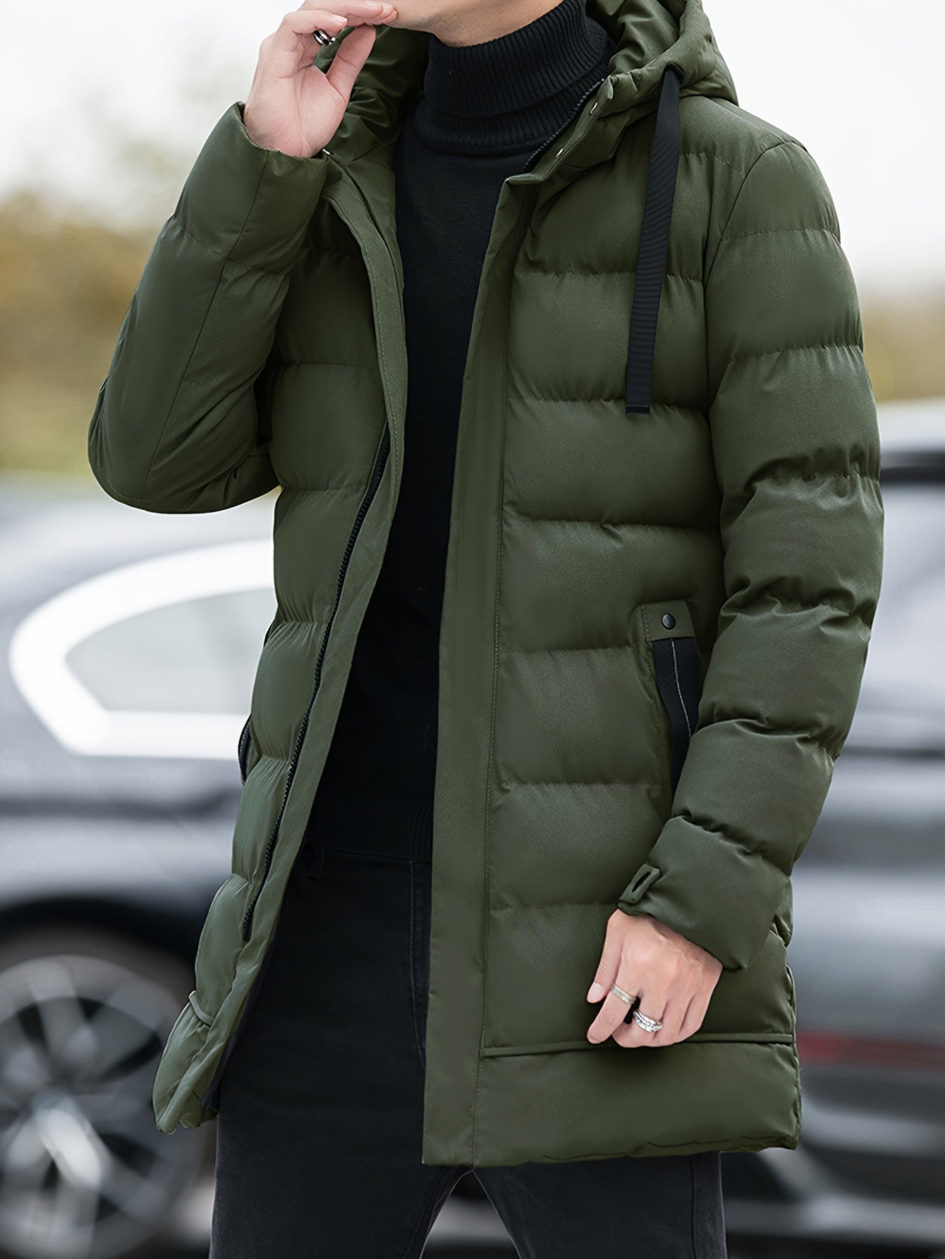 Men’s Winter Jacket | Long Hooded Puffer Coat - Luxyecs