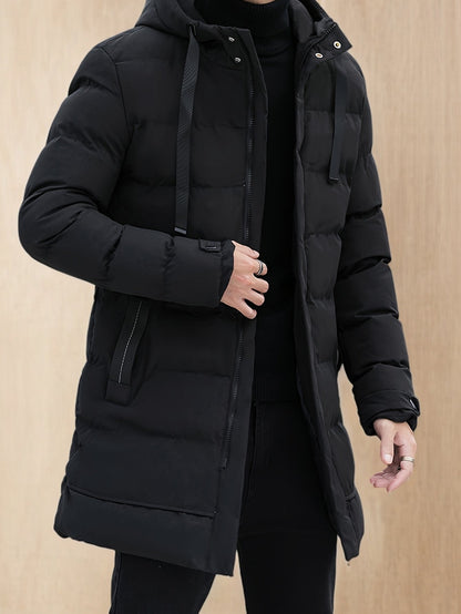 Men’s Winter Jacket | Long Hooded Puffer Coat - Luxyecs