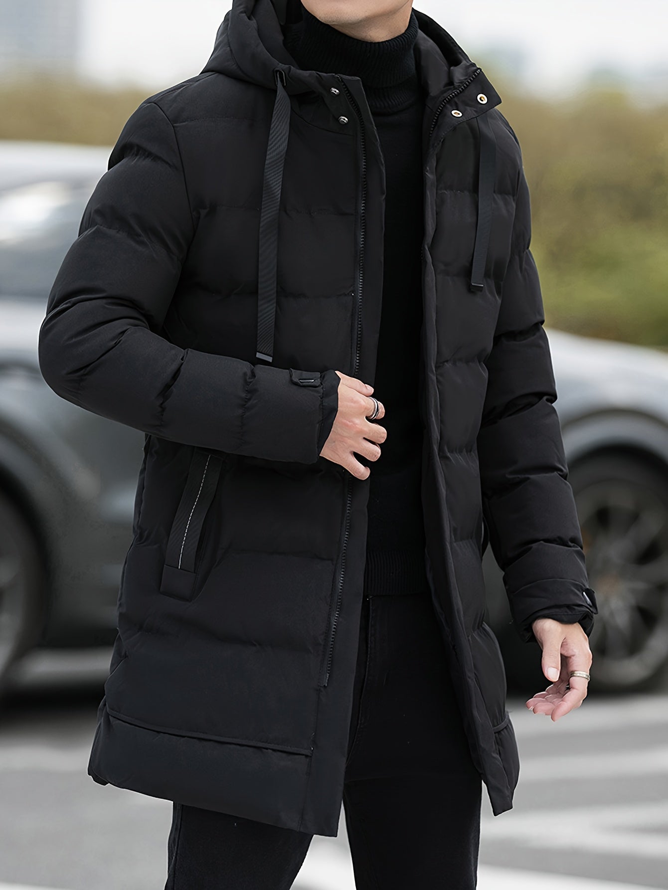 Men’s Winter Jacket | Long Hooded Puffer Coat - Luxyecs