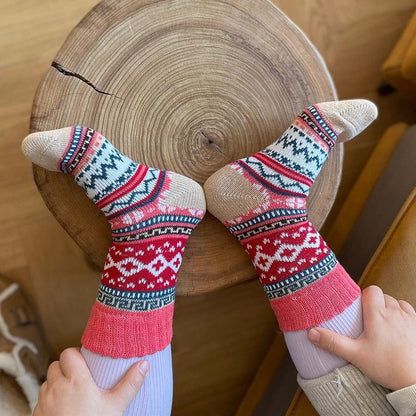 Nordic Winter Socks | Scandinavian Pattern Wool Blend - Luxyecs