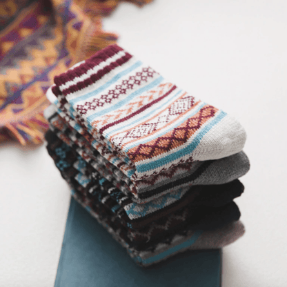 Nordic Winter Socks | Scandinavian Pattern Wool Blend - Luxyecs