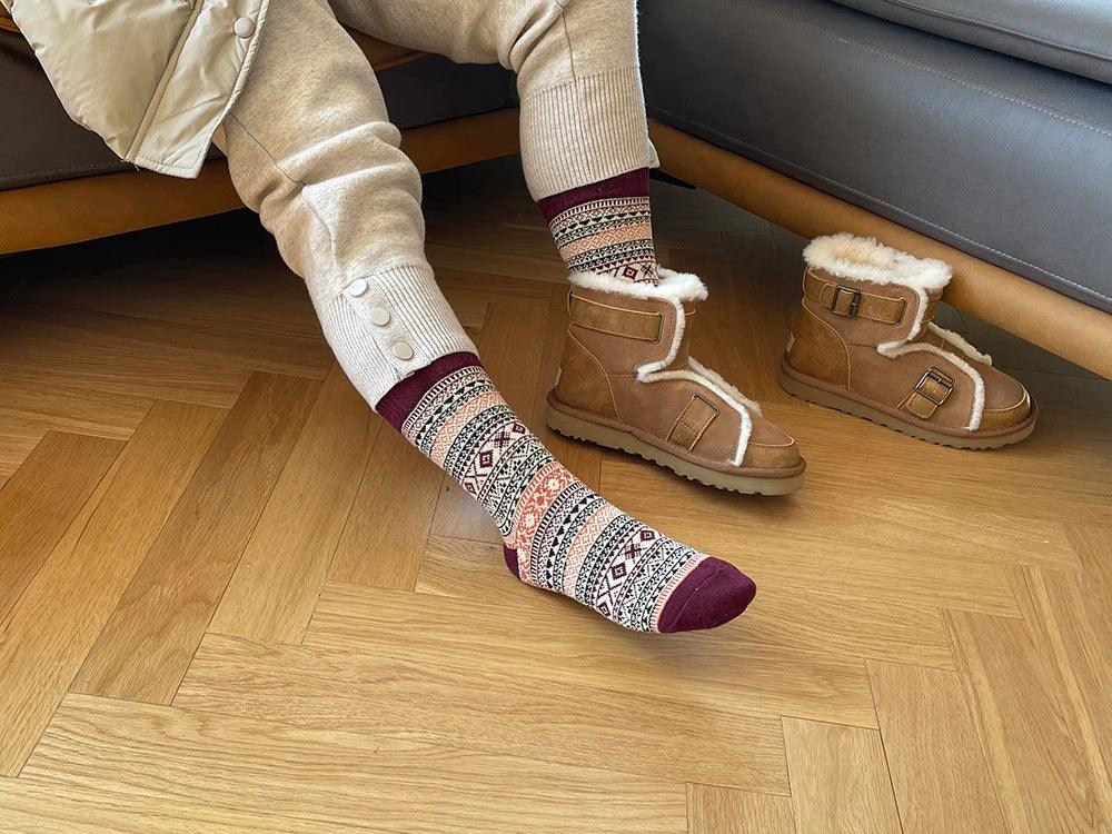 Nordic Winter Socks | Scandinavian Pattern Wool Blend - Luxyecs