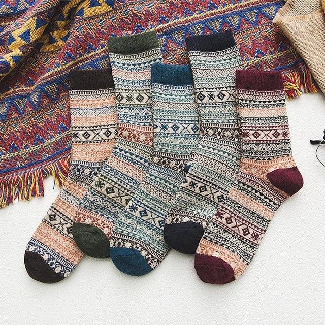 Nordic Winter Socks | Scandinavian Pattern Wool Blend - Luxyecs