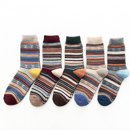 Nordic Winter Socks | Scandinavian Pattern Wool Blend - Luxyecs