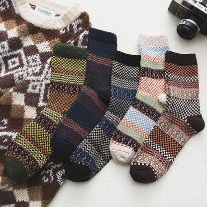 Nordic Winter Socks | Scandinavian Pattern Wool Blend - Luxyecs