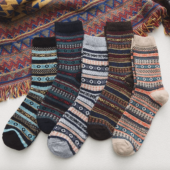 Nordic Winter Socks | Scandinavian Pattern Wool Blend - Luxyecs