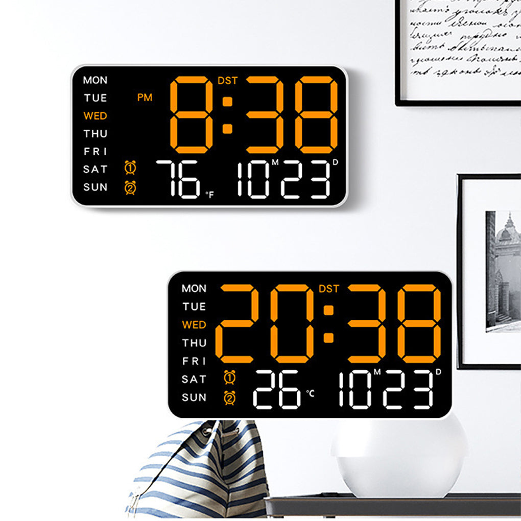 LED Digital Wall Clock | Large Display Time and Temperature