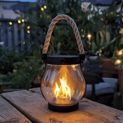 Outdoor Hanging Lantern | Flame Effect LED Garden Light - Luxyecs