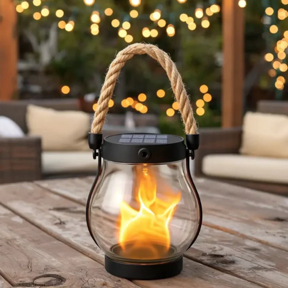 Outdoor Hanging Lantern | Flame Effect LED Garden Light - Luxyecs