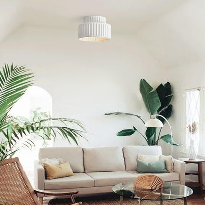 Vintage Drum Semi Flush Mount | 1 Light Cream Style Ceiling Light