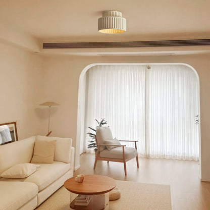 Vintage Drum Semi Flush Mount | 1 Light Cream Style Ceiling Light