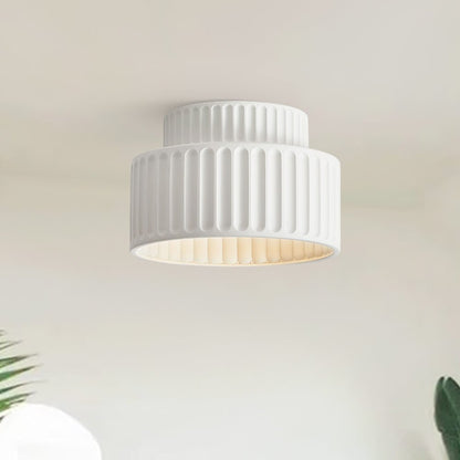 Vintage Drum Semi Flush Mount | 1 Light Cream Style Ceiling Light