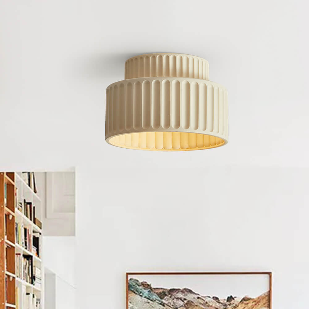 Vintage Drum Semi Flush Mount | 1 Light Cream Style Ceiling Light