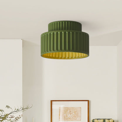 Vintage Drum Semi Flush Mount | 1 Light Cream Style Ceiling Light