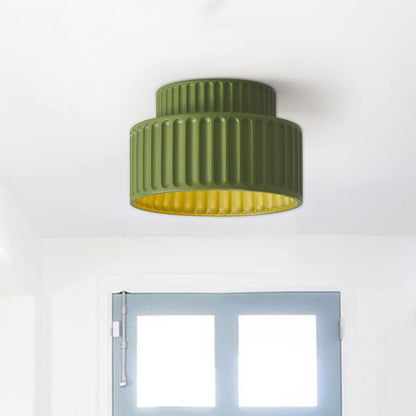 Vintage Drum Semi Flush Mount | 1 Light Cream Style Ceiling Light