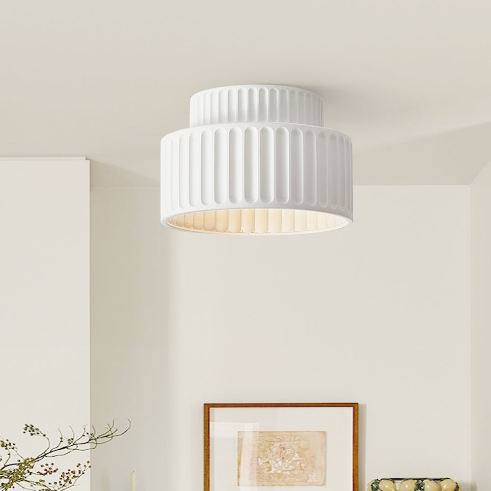 Vintage Drum Semi Flush Mount | 1 Light Cream Style Ceiling Light