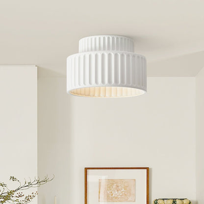 Vintage Drum Semi Flush Mount | 1 Light Cream Style Ceiling Light