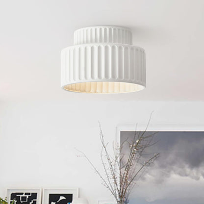 Vintage Drum Semi Flush Mount | 1 Light Cream Style Ceiling Light