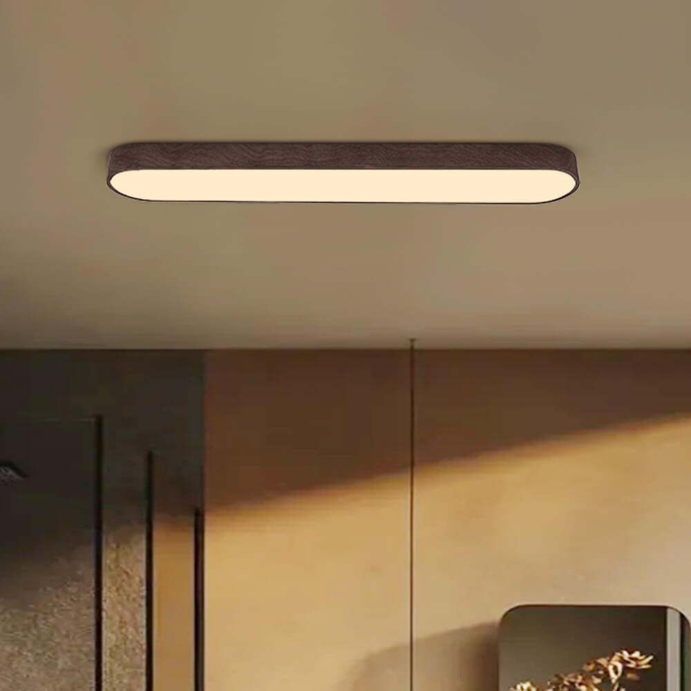 Nordic Light LED Ceiling Flush Mount | Oval Shape with Wood Accent