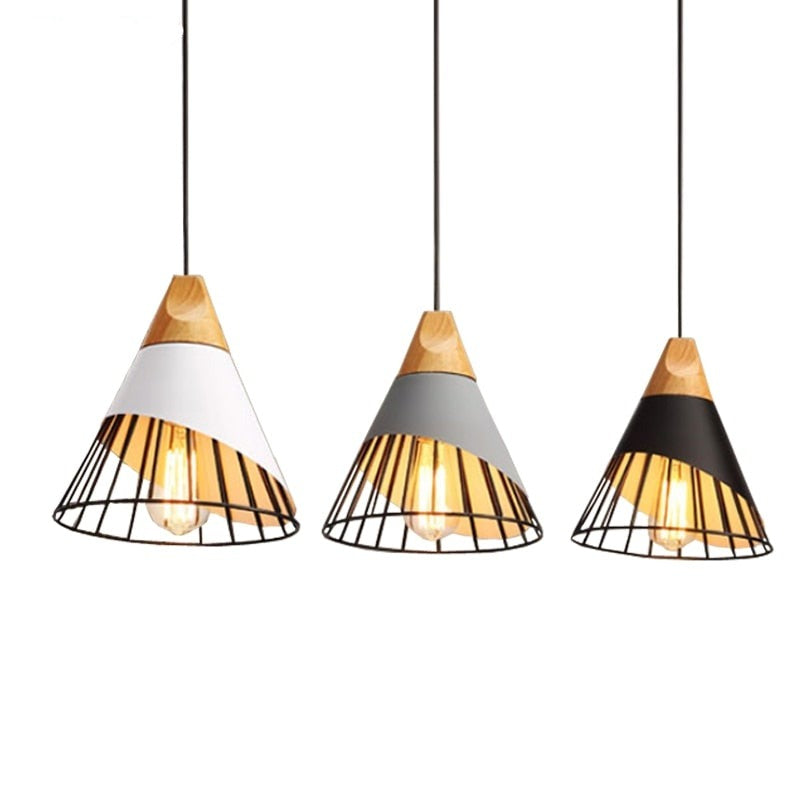 Modern Wooden Cone Pendant Lights