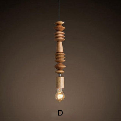 Retro Style Nature Oak Wooden Pendant Lamp