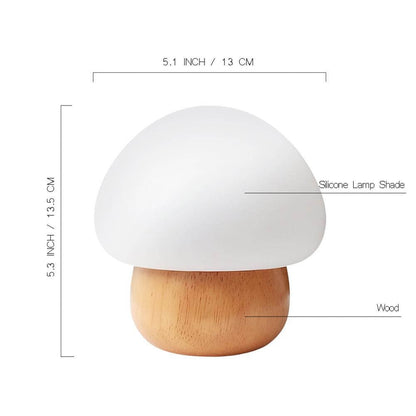 Wooden Mushroom Led Night Lamp