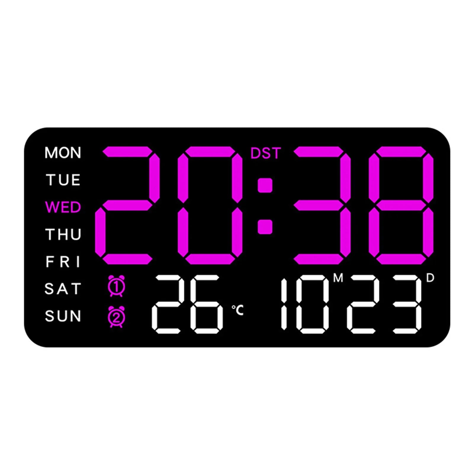LED Digital Wall Clock | Large Display Time and Temperature