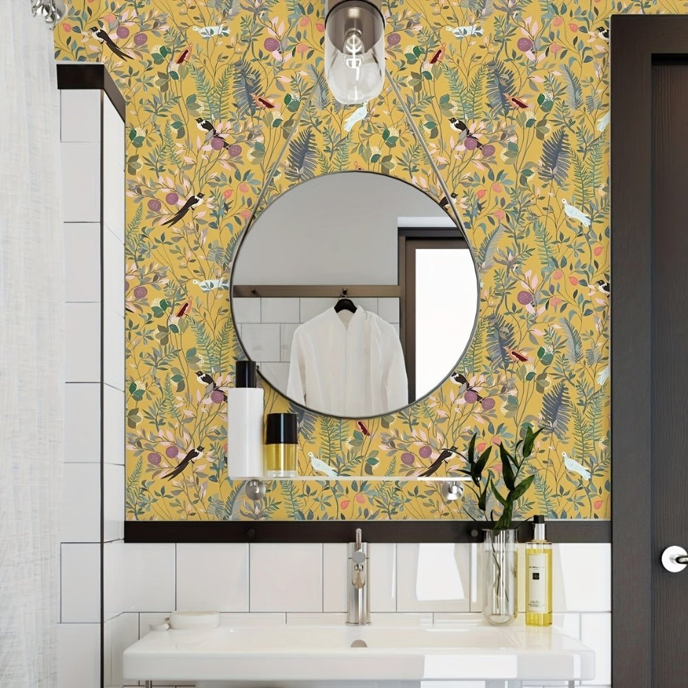 Retro Wallpaper | Stylish Golden Wallpaper Leaf Motifs with Timeless Elegance - Luxyecs