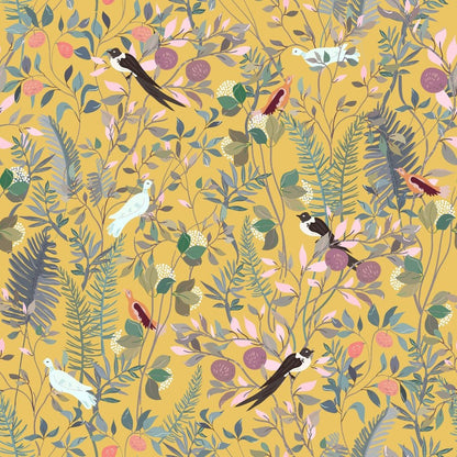 Retro Wallpaper | Stylish Golden Wallpaper Leaf Motifs with Timeless Elegance - Luxyecs