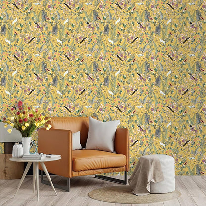 Retro Wallpaper | Stylish Golden Wallpaper Leaf Motifs with Timeless Elegance - Luxyecs