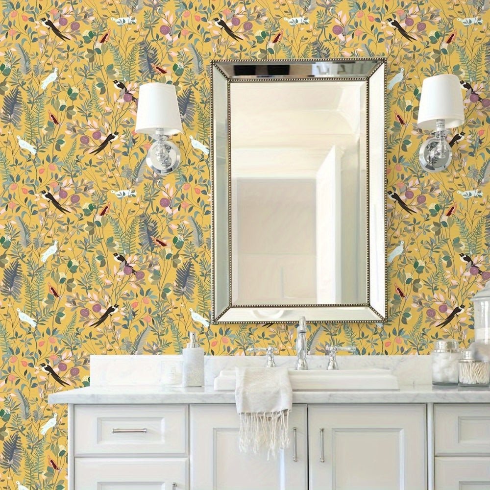 Retro Wallpaper | Stylish Golden Wallpaper Leaf Motifs with Timeless Elegance - Luxyecs