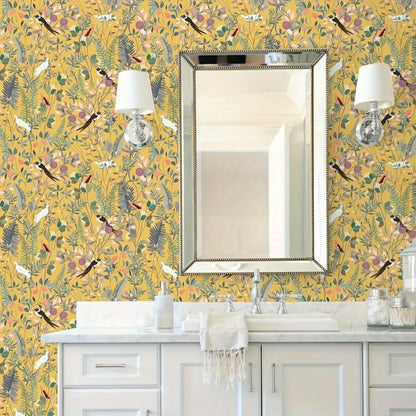 Retro Wallpaper | Stylish Golden Wallpaper Leaf Motifs with Timeless Elegance - Luxyecs