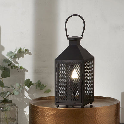 Heathfield Matt Black Punched Lantern Table Lamp