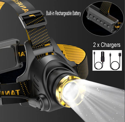 990000LM LED Headlamp Rechargeable Tactical Headlight Zoom Head Torch Flashlight