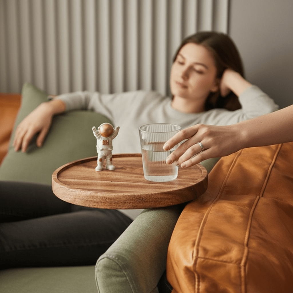 Sofa Arm Tray Table | Couch Side Drink Holder - Luxyecs