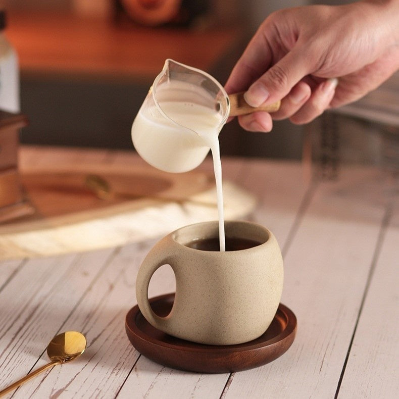 Zen Retro Coffee Cup & Saucer | Elegant Ceramic Coffee Set for Stylish Dining