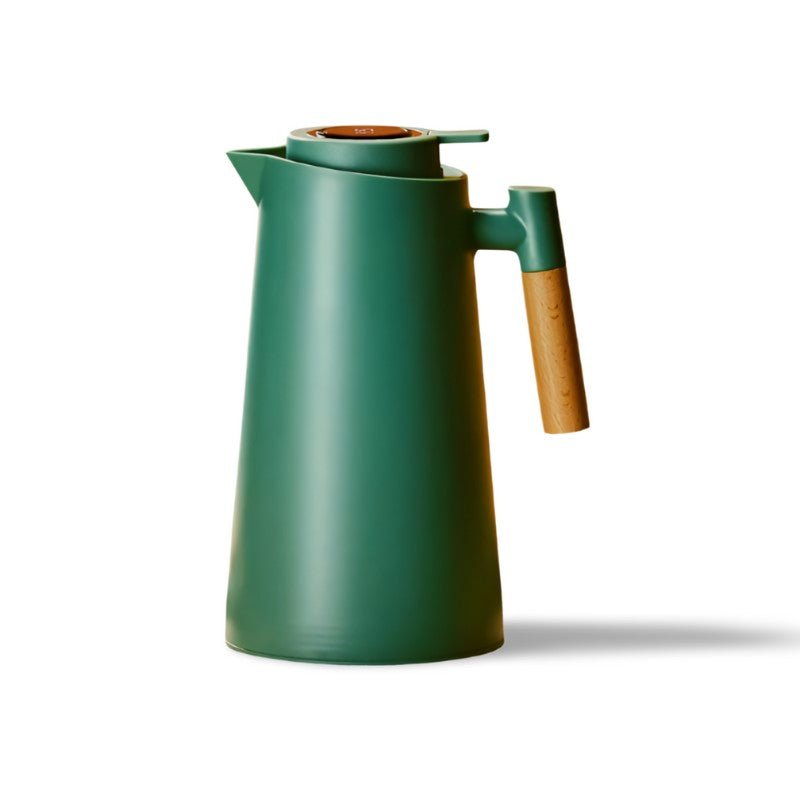 Thermal Jug with Temperature Display | Wooden Handle Insulated Water Pitcher