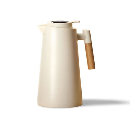 Thermal Jug with Temperature Display | Wooden Handle Insulated Water Pitcher