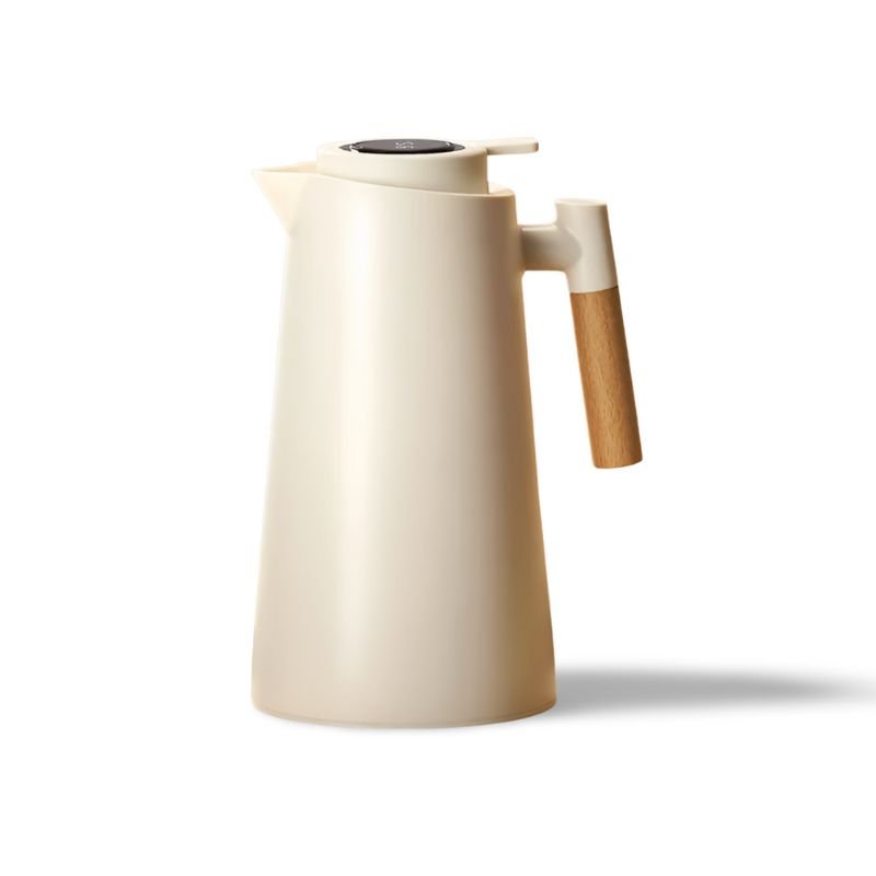 Thermal Jug with Temperature Display | Wooden Handle Insulated Water Pitcher