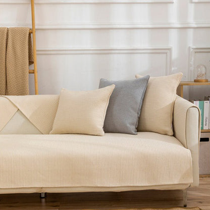 Thick Linen Couch Protector | Anti-Slip Sofa Cover & Arm Covers for Sectional