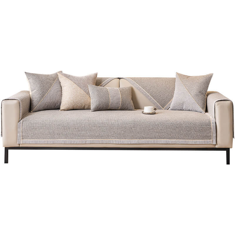 Thick Linen Couch Protector | Anti-Slip Sofa Cover & Arm Covers for Sectional