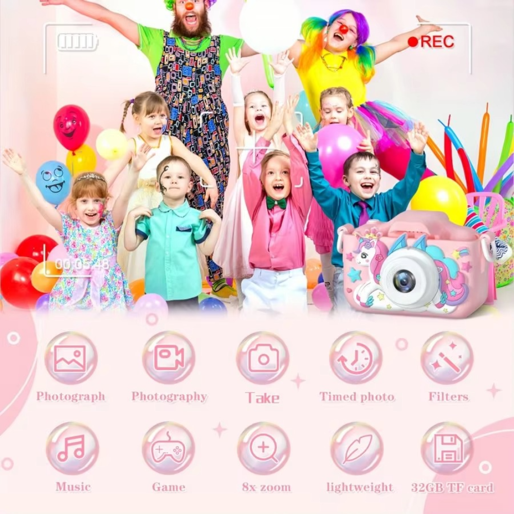 Unicorn HD Kids Camera with 32GB Rechargeable Battery - Capture Awesome Photos and Videos! - Luxyecs