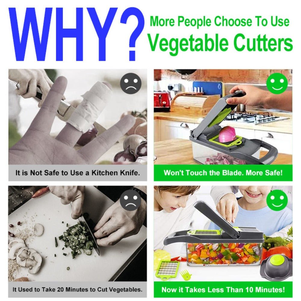 Vegetable Chopper | Manual Food Cutter with Container - Luxyecs