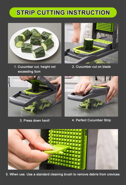 Vegetable Chopper | Manual Food Cutter with Container - Luxyecs