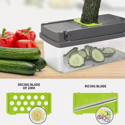 Vegetable Chopper | Manual Food Cutter with Container - Luxyecs