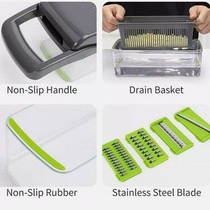 Vegetable Chopper | Manual Food Cutter with Container - Luxyecs