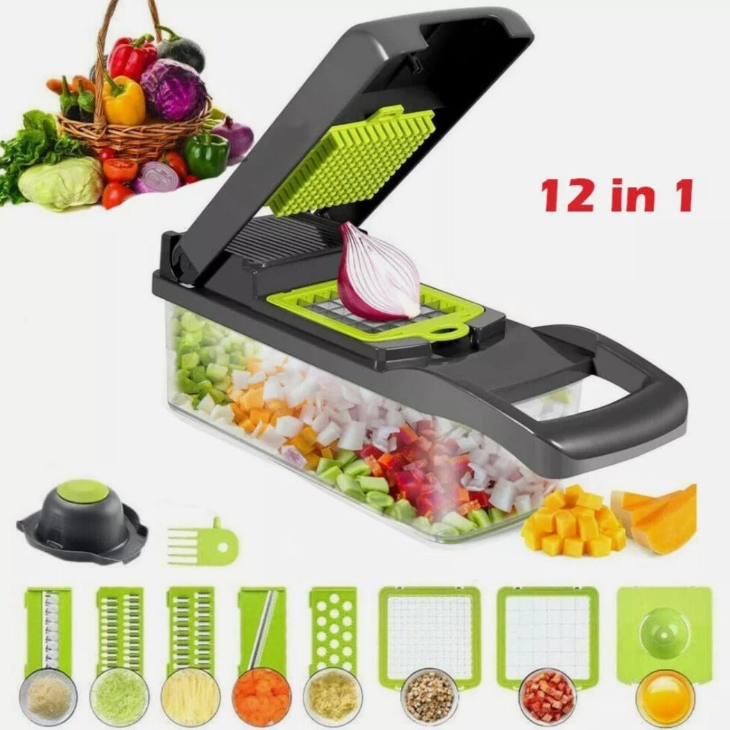 Vegetable Chopper | Manual Food Cutter with Container - Luxyecs