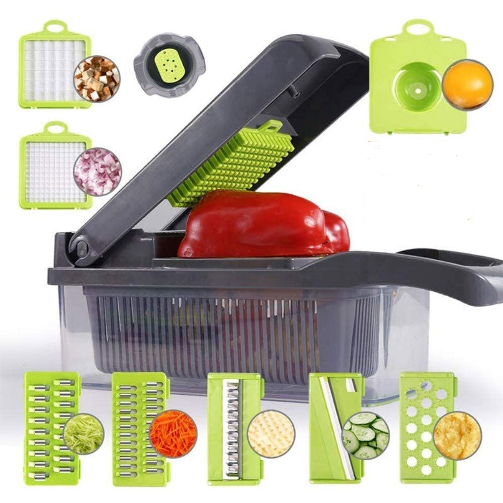 Vegetable Chopper | Manual Food Cutter with Container - Luxyecs